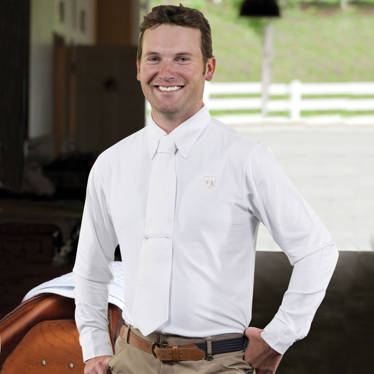Men's Long Sleeve Performance Show Shirt - Breathable Stretch Fabric for Equestrian, Rodeo & Western Events - Ideal for Horse Riding, Competitions & Outdoor Activities
