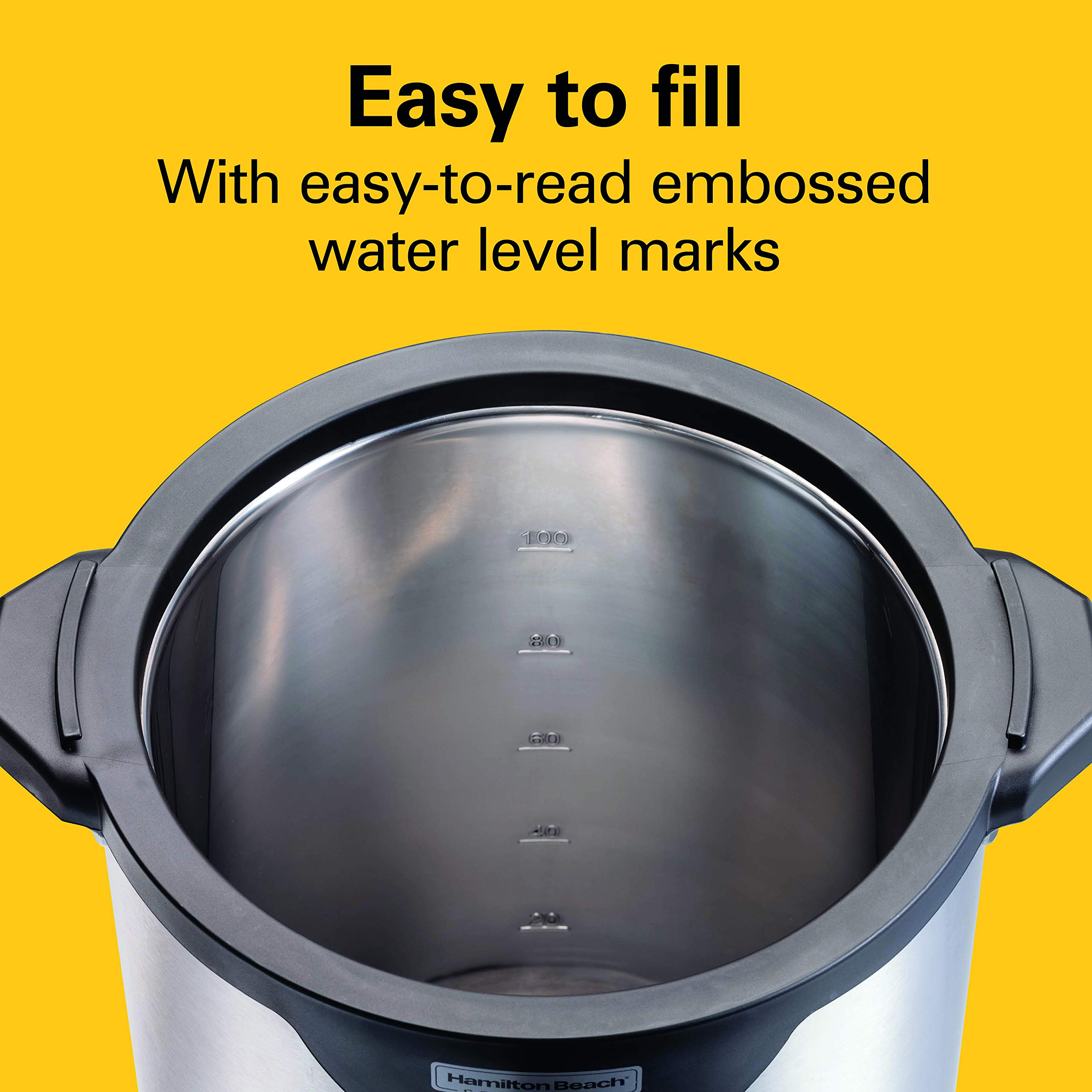Hamilton Beach HCU100S Commercial 100-Cup Stainless Steel Coffee Urn - Double Wall Insulation, 120V Electric Coffee Maker - Perfect for Large Gatherings, Offices & Catering Events