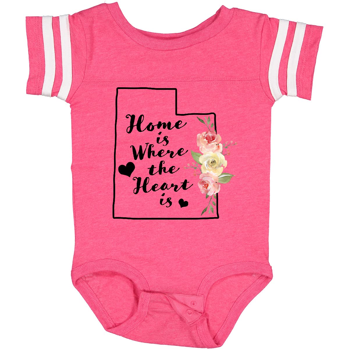 Inktastic Utah Home is Where The Heart is Watercolor Floral Baby Bodysuit - Soft Cotton Onesie for Newborns & Infants, Perfect for Family Photos, Baby Showers & Everyday Wear