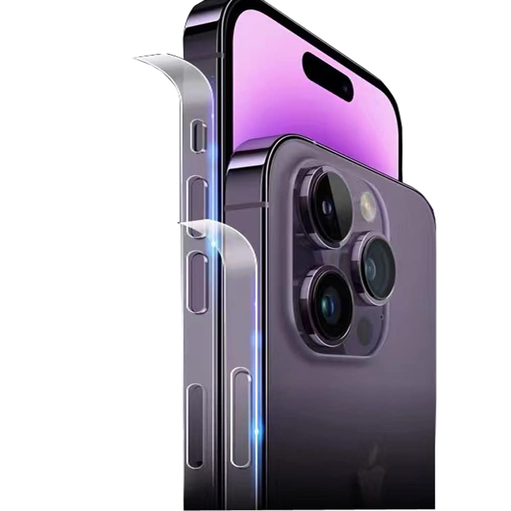 Ultra Thin Transparent Side Film for iPhone 14 Pro Max - 3 Pack TPU Hydrogel Screen Protector | Edge Protection for Everyday Use, Work & Travel