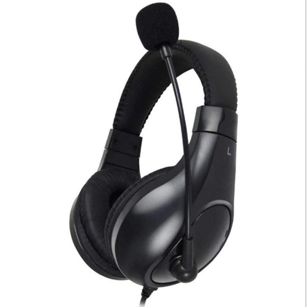 AMOSD Adjustable Gaming Headset with Microphone - Wired Over-Ear Headphones with 3.5mm Audio Jack, Noise Cancelling & Stereo Sound (Black) - Perfect for PC, PS4, Xbox Gaming & Online Classes