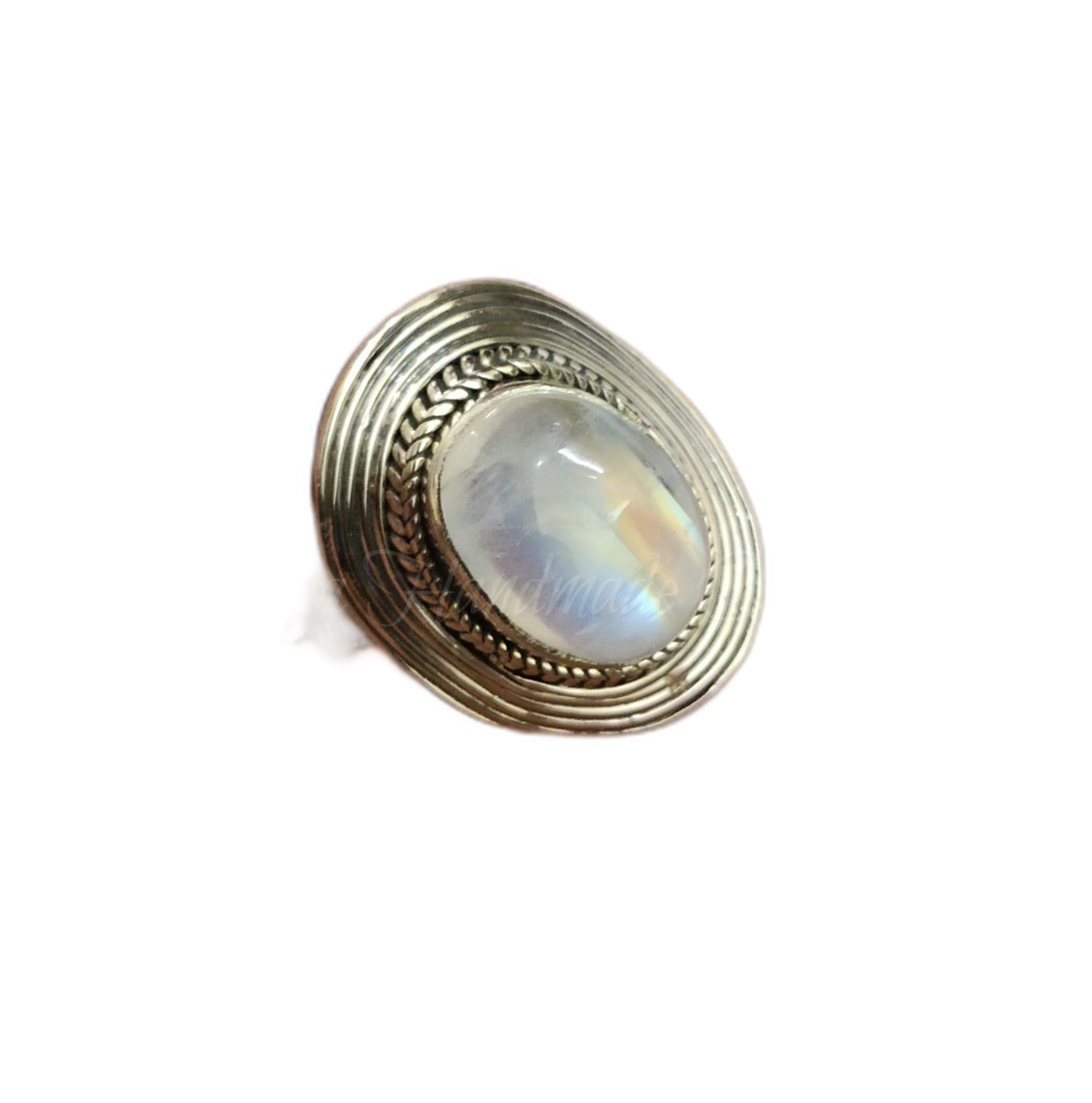 Moonstone Ring for Women – Sterling Silver Engagement & Promise Ring with Blue Flash – Unique Bohemian Jewelry for Mother’s Day Gifts & Nature Lovers | Perfect for Weddings, Anniversaries & Boho Fashion