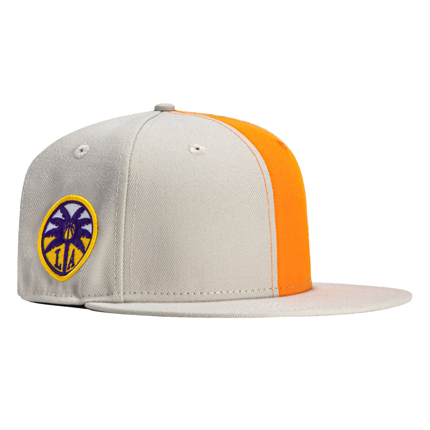 New Era 59Fifty WNBA Los Angeles Sparks Logo Patch Snapback Hat - Stone & Light Orange | Official NBA Merchandise for Women's Basketball Fans, Streetwear Fashion & Sports Events