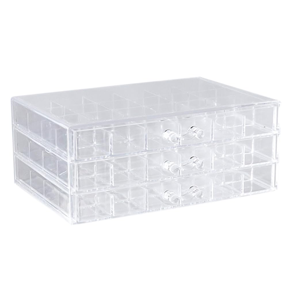 72 Grids Clear Acrylic Storage Box with 3 Drawers - Transparent Craft Organizer for Art Supplies, Painting Tools, Nail Tips, Beads, Earrings & Jewelry | Perfect for DIY Projects, Home Office & Craft Room Organization