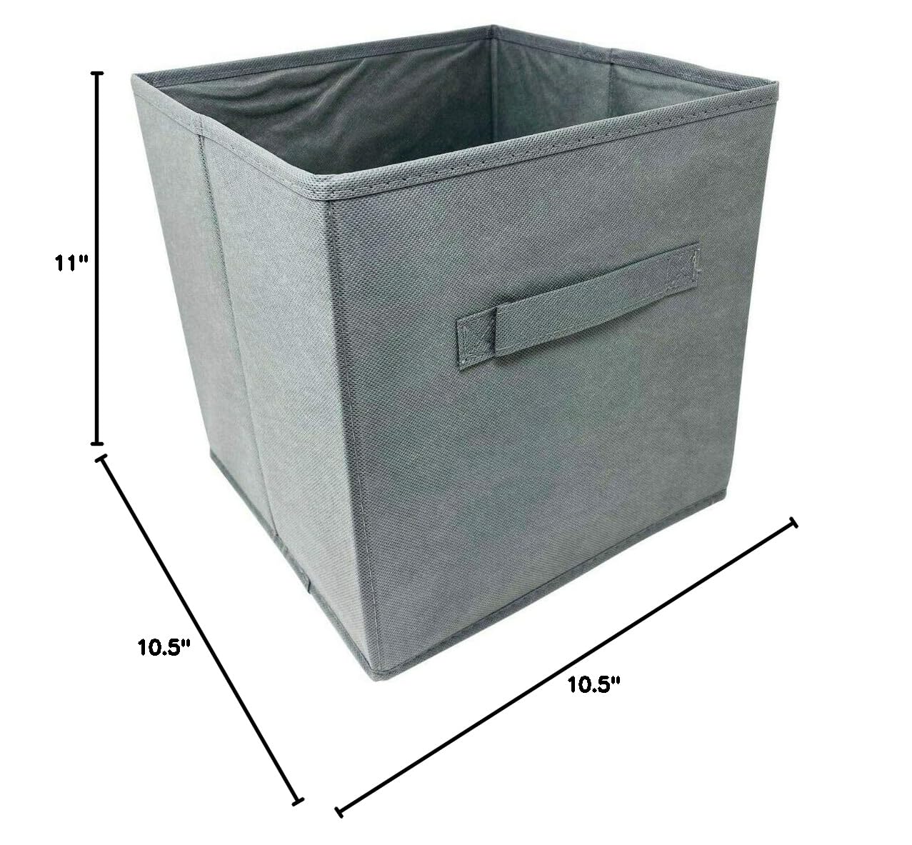 6-Pack Light Gray Fabric Storage Bins with Handles - 10.5x10.5x11 Inch Organizer Cube Baskets for Closet, Nursery, Office & Home Organization - Foldable Storage Containers for Shelves, Cabinets & Underbed Storage