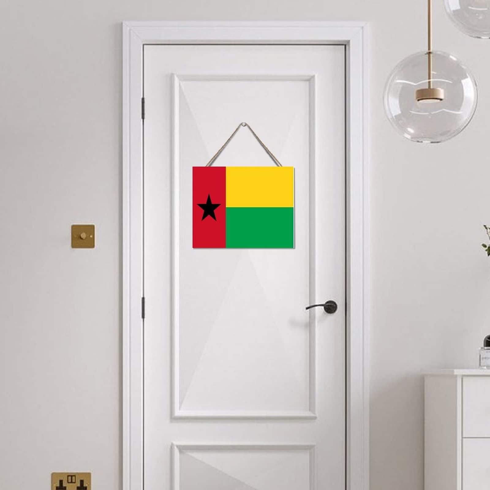 Guinea-Bissau Flag Wooden Plaque - Patriotic Home Decor, Rustic Wood Sign for Wall Hanging, Personalized Door Sign (8x10 Inches) - Perfect for Playroom, Office, or Man Cave Decor