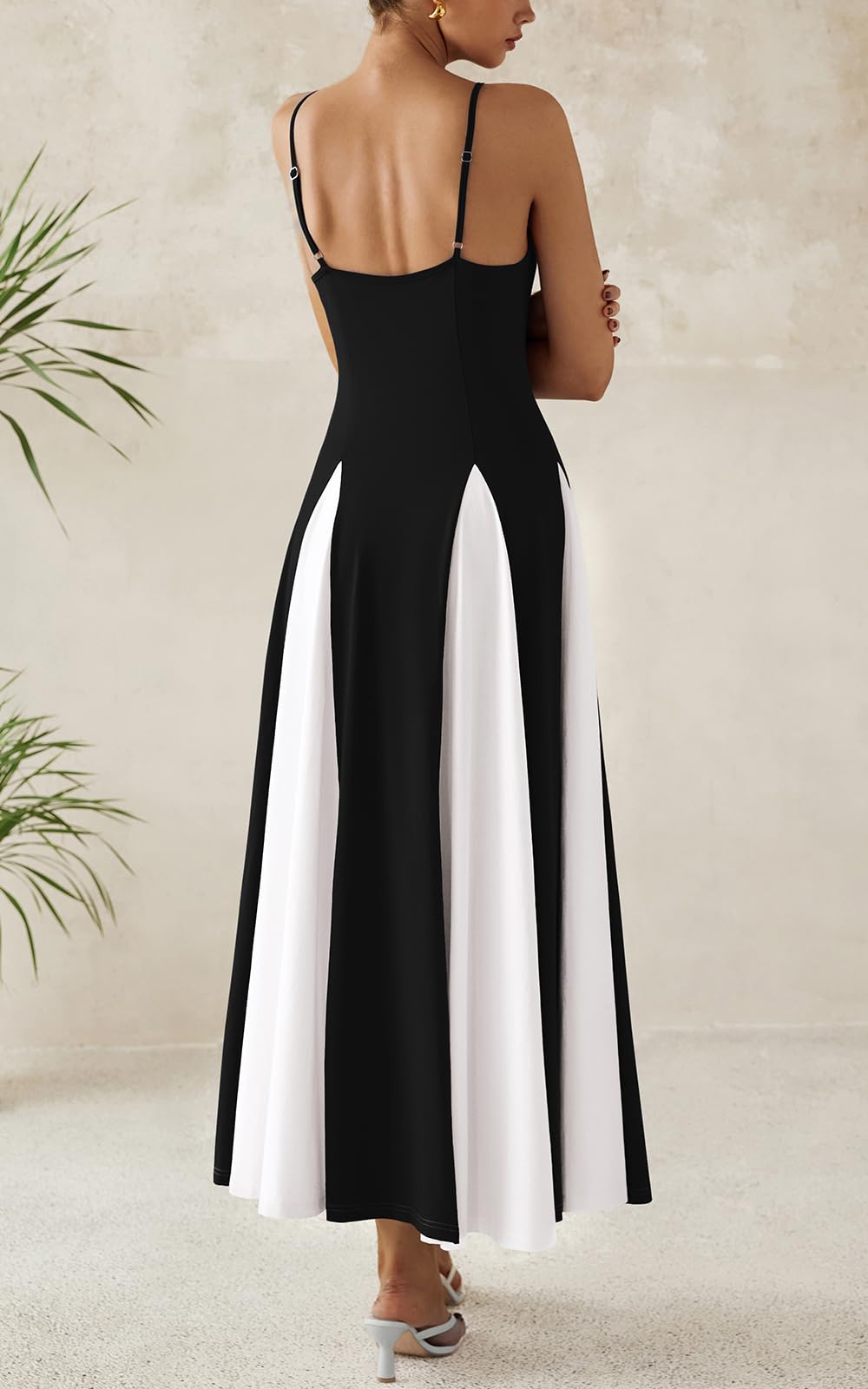 PRETTYGARDEN Women's 2025 Trendy Color Block Spaghetti Strap Sleeveless Maxi Dress - Flowy Spring & Prom Dresses for Casual Outings, Beach Vacations & Special Occasions