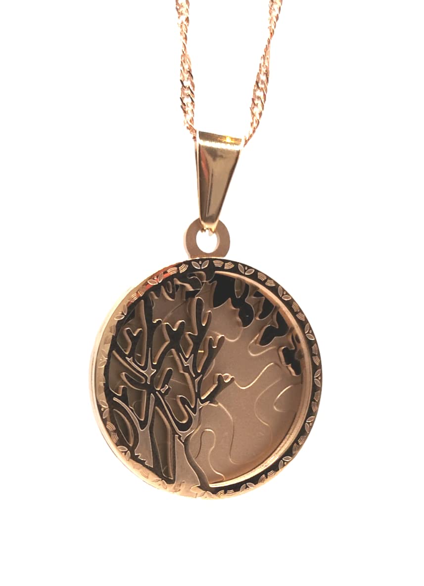 Rose Gold Round Tree Pendant Necklace for Women - Elegant Nature-Inspired Jewelry Gift for Birthday, Anniversary & Everyday Wear