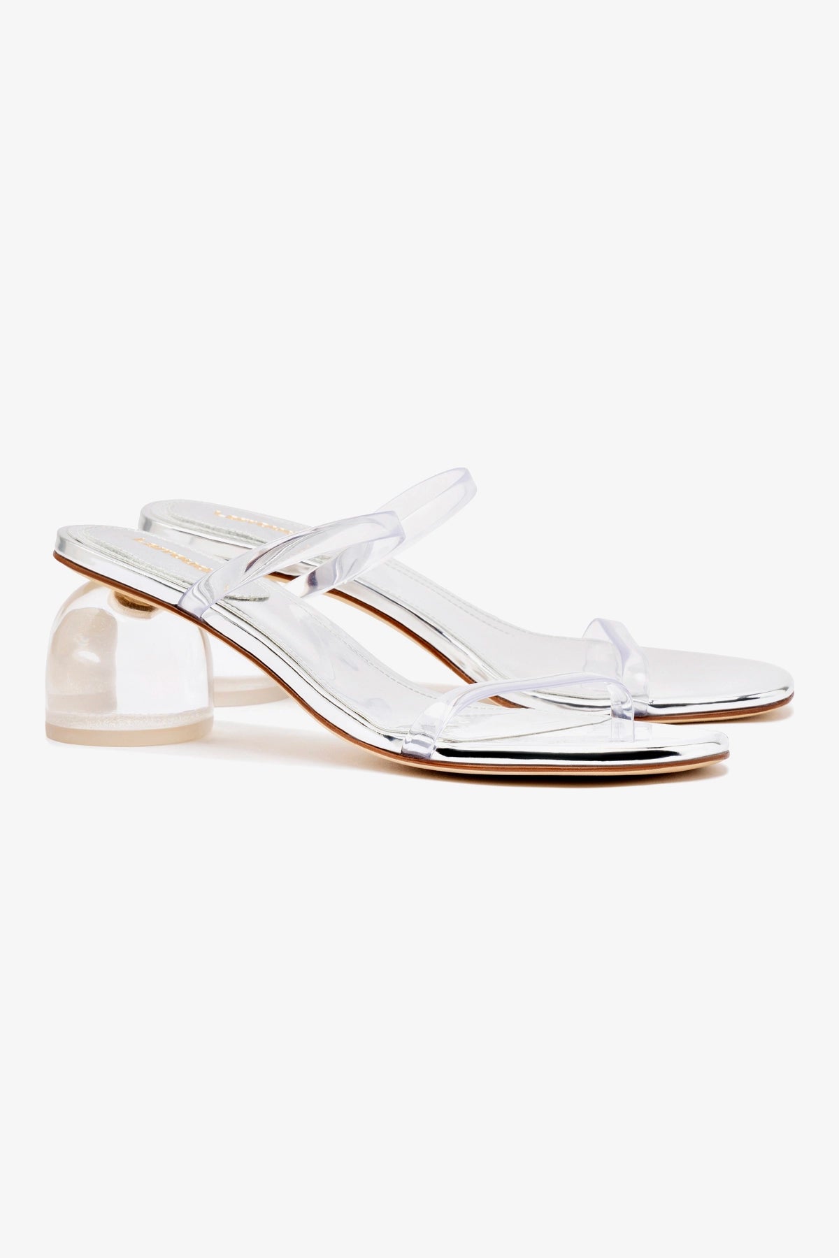 Dew Drop Mule Shoes in Silver Specchio & Vinyl - Comfortable Women's Slip-On Loafers for Casual Wear & Office