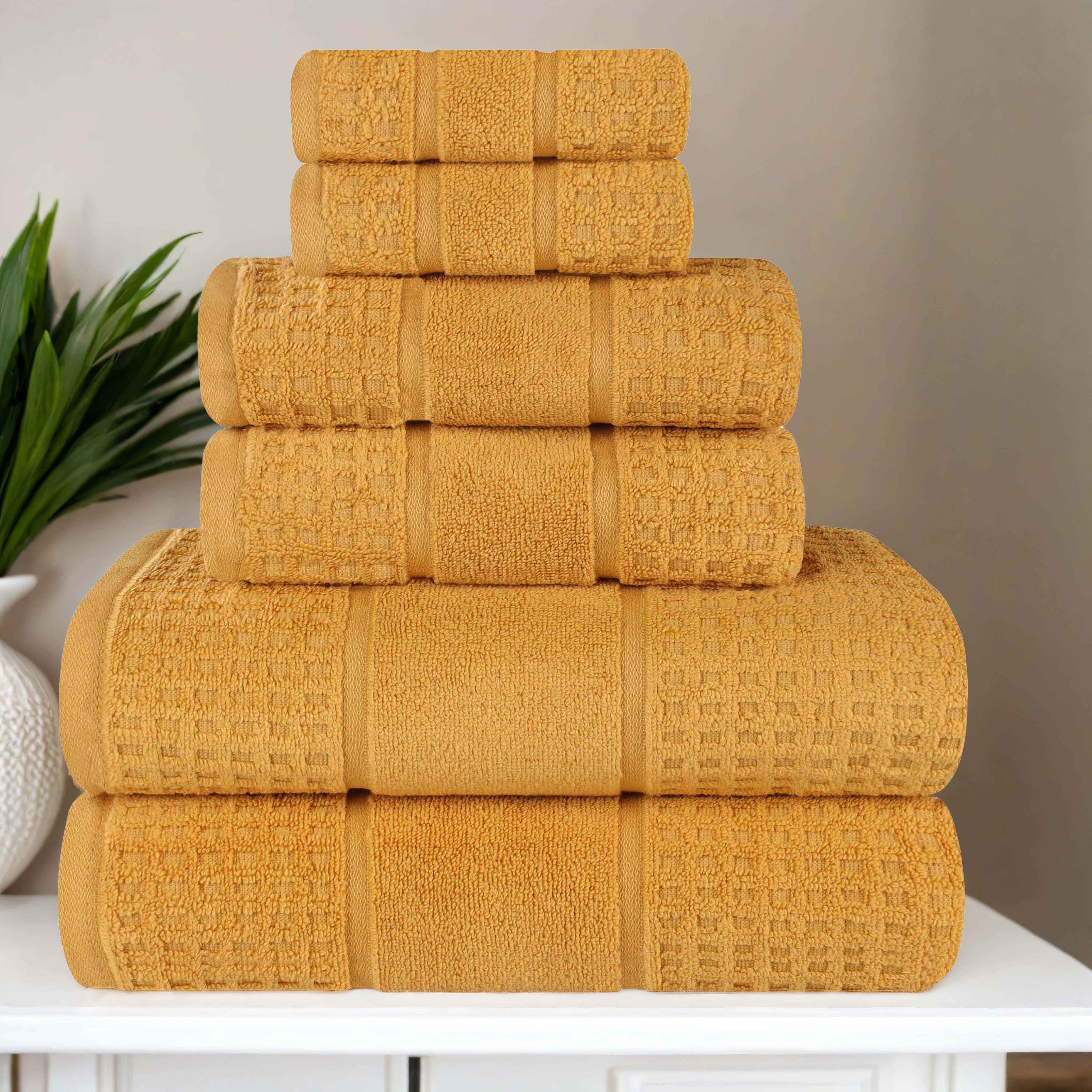 Premium 6-Piece Zero Twist Cotton Waffle Towel Set - Ultra Soft & Absorbent Honeycomb Weave Bath Towels for Spa, Gym & Luxury Home Use