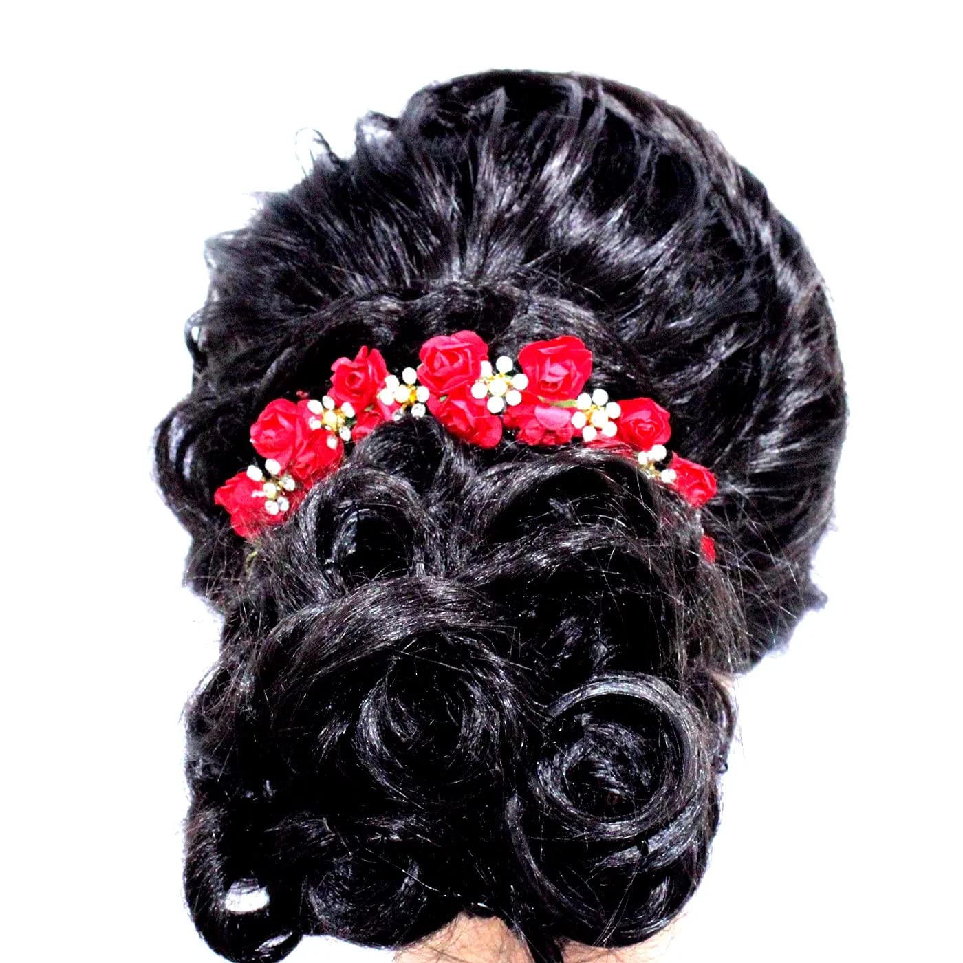 Majik Bun Decoration Hair Gajra for Women & Girls - Elegant Wedding & Party Hair Accessories (Red) | Perfect for Bridal, Festive & Special Occasion Hairstyles