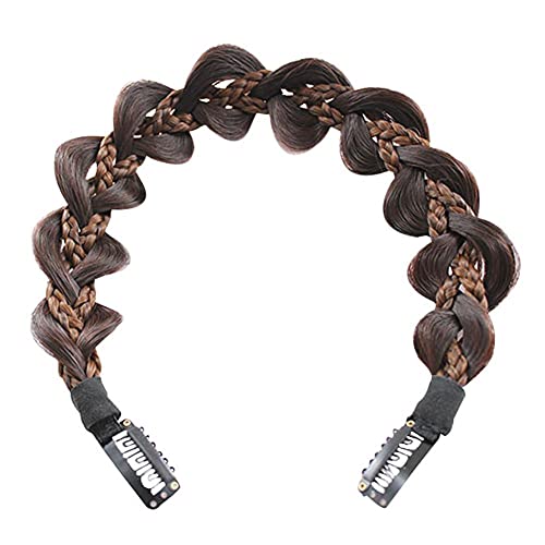 Chunky Braid Wig Headband for Women - Brown Hair Accessories for Parties & Cosplay