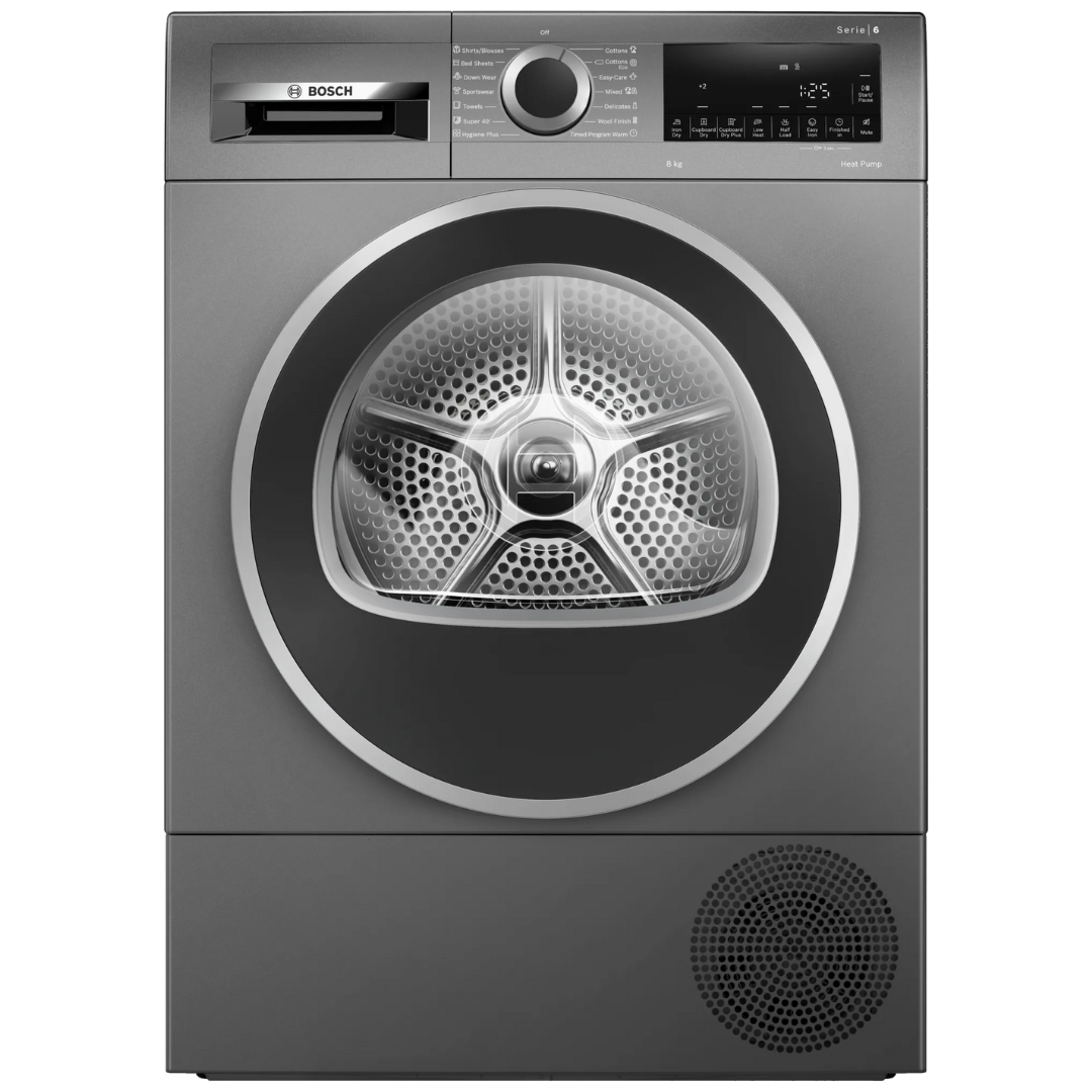 Bosch Series 6 8kg Heat Pump Dryer - Energy Efficient, Quiet, Dark Grey (WQG235DRAU) - Perfect for Small Families & Apartments
