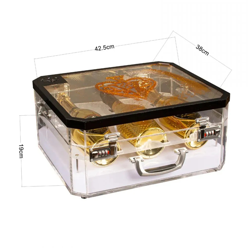 Rechargeable LED Ace of Spade Champagne Display Case - 3 Bottle Capacity with Ice Rock Design for VIP Nightclub, Party, Lounge & Bar Events - Perfect for Champagne Storage & Themed Celebrations