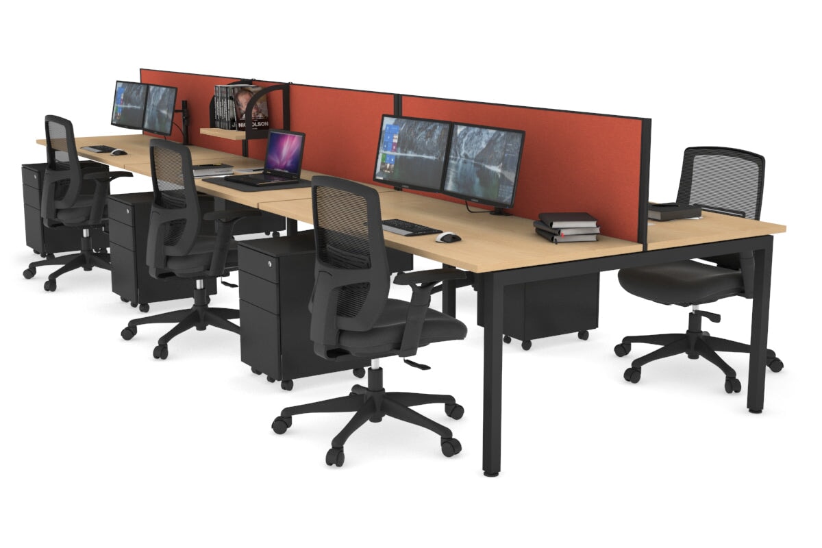 Quadro Square Legs 6-Person Office Workstation Desk [1600L x 700W] - Perfect for Team Collaboration & Open Office Spaces