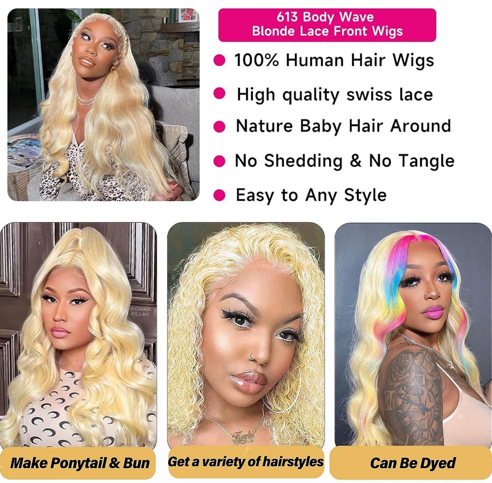 30 Inch 613 Blonde Human Hair Lace Front Wig - 210% Density 13x6 HD Lace Frontal with Pre-Plucked Baby Hair & Body Wave Texture | Perfect for Daily Wear, Cosplay, and Special Occasions