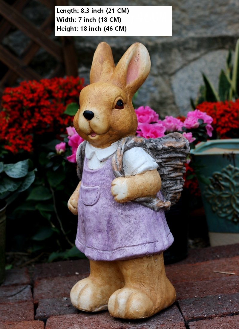 Large Rabbit Garden Statue - Outdoor Bunny Flower Pot Decor, Animal Statues for Yard & Patio | Perfect for Spring Gardening, Lawn Ornaments & Backyard Decoration Ideas