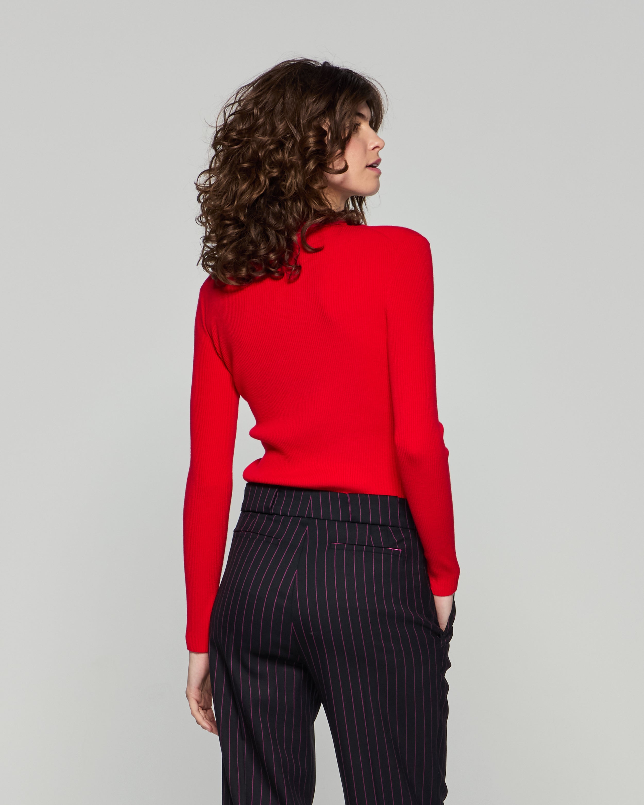 Stylish Ribbed Henley Top for Men & Women - Comfortable Red Knit Shirt for Casual Wear, Layering & Everyday Outfits