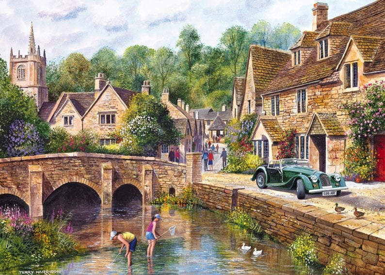 Gibsons 1000 Piece Jigsaw Puzzle - Castle Combe Village Landscape - Challenging Adult Puzzle for Relaxation & Home Decor