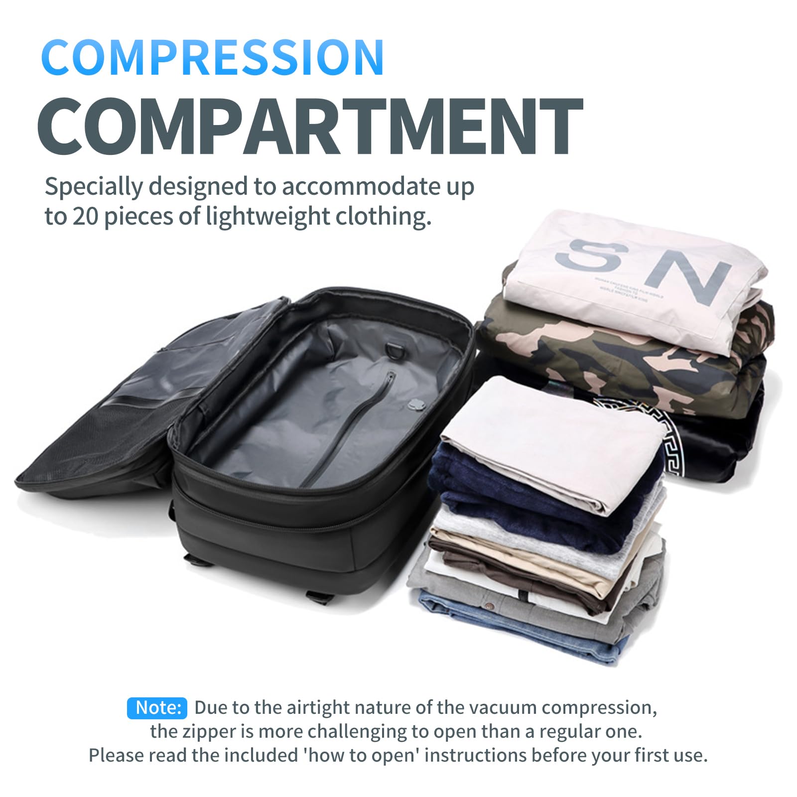 Kuvictewl Airback Vacpack 60L Expandable Vacuum Compression Travel Backpack with Electric Air Pump - Portable Vacuum Sealed Packing Bag for Camping, Hiking & Business Trips