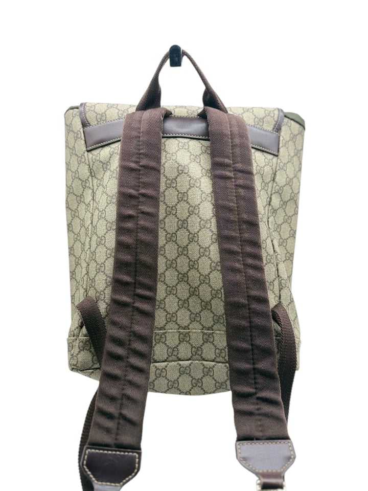 Gucci Supreme Medium Unisex Backpack - Tan Coated Canvas Design for Men & Women | Perfect for Travel, Work & School | Durable & Stylish Backpack for Everyday Use