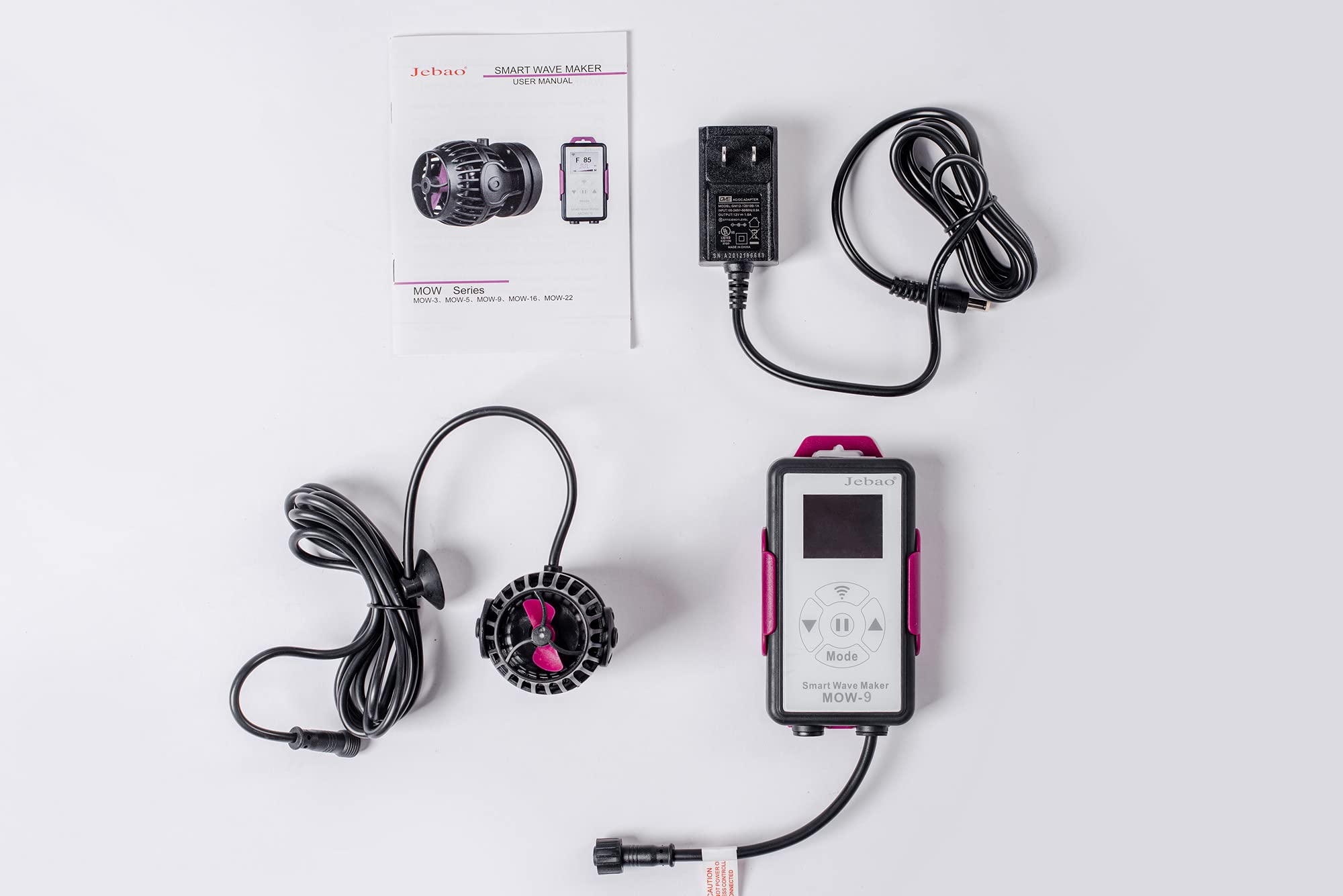 Jebao MOW-9 Smart Wave Maker with LCD Display Controller - Adjustable Flow Pump for Saltwater Aquarium, Magnetic Base - Perfect for Reef Tanks, Coral Growth & Marine Fish Habitats