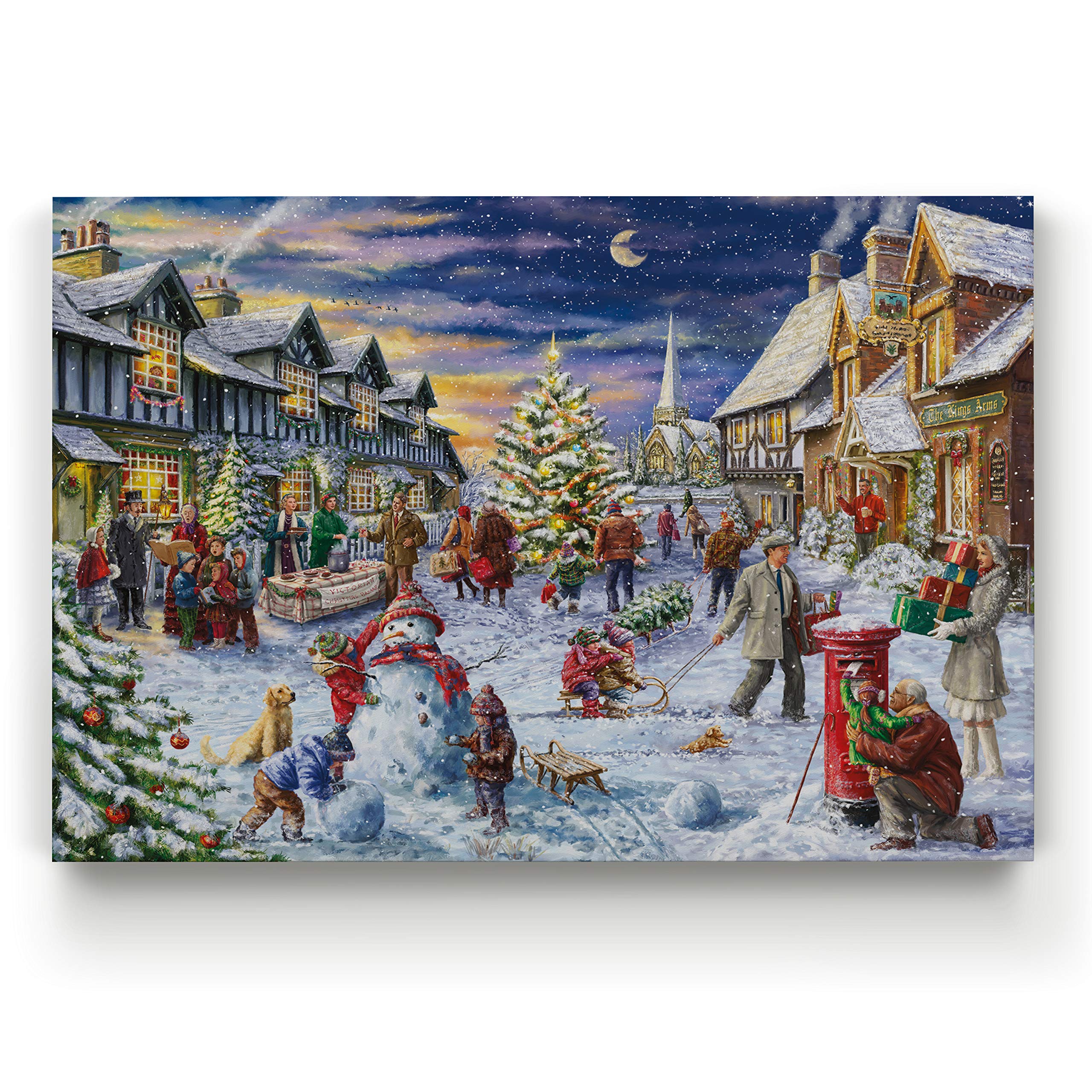 Abstract Christmas Art Prints - Snowy White Holiday Canvas Wall Decor for Living Room, Bedroom, Dining & Office - 32x48 Inch Gallery Wrapped Painting (Perfect for Festive Home Decor & Christmas Gift Ideas)