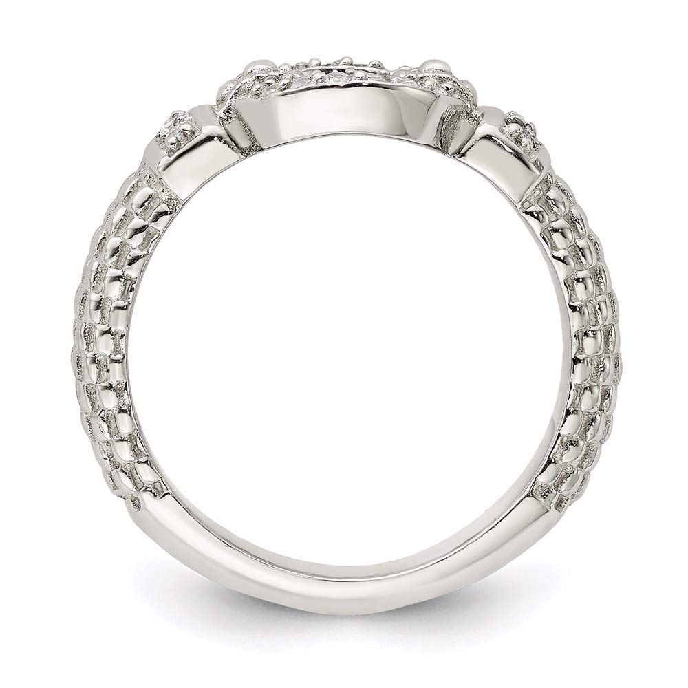 925 Sterling Silver Cubic Zirconia Textured Ring for Women - Elegant Fine Jewelry Gift for Her - Perfect for Anniversaries, Birthdays & Special Occasions