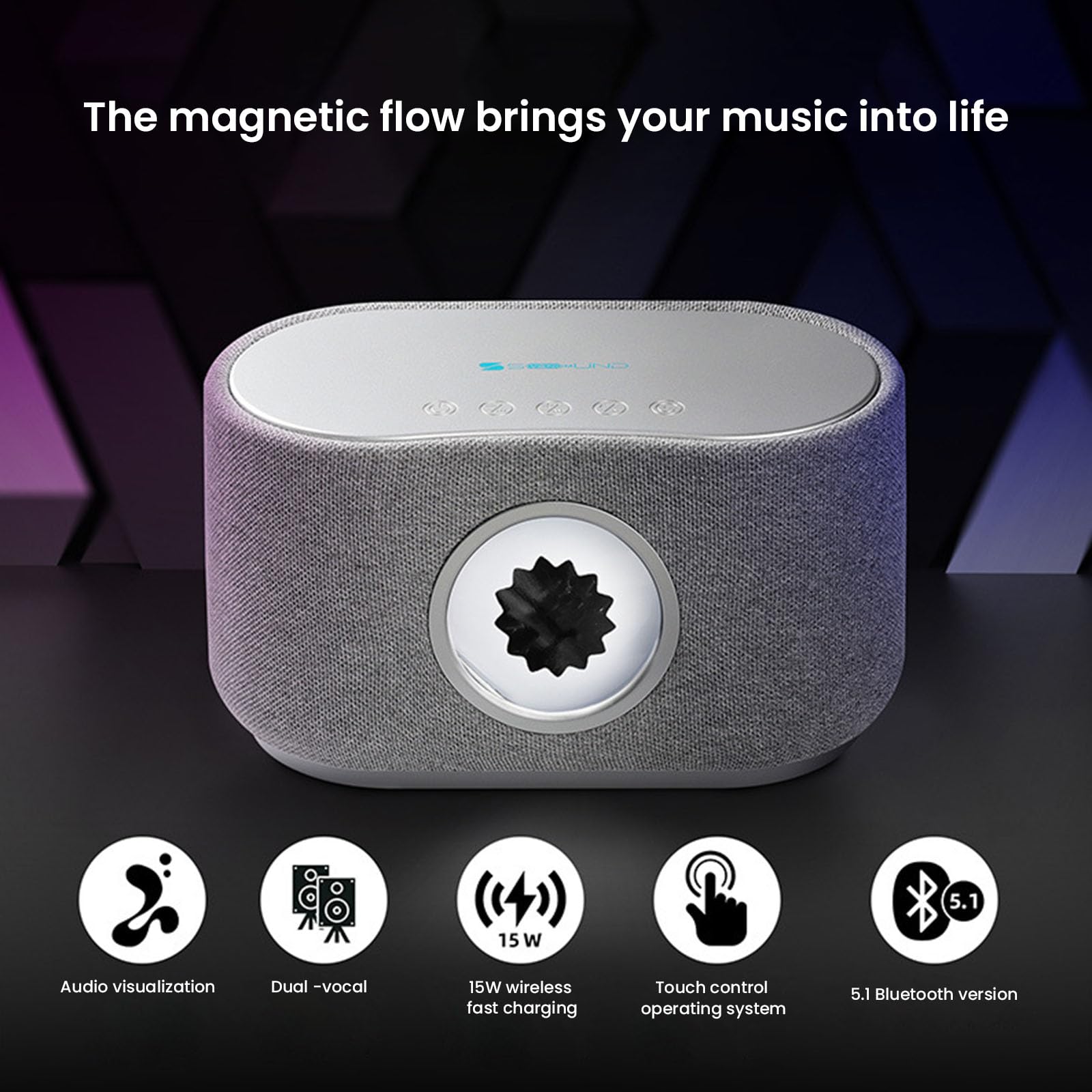 GIVOKE 15W Wireless Bluetooth Speaker with Ferrofluid Dancing Light & Phone Charger - 3 Modes Magnetic Liquid Toy, Desktop Decor for Home/Office/Party (Black) | Perfect for Music Lovers & Tech Enthusiasts