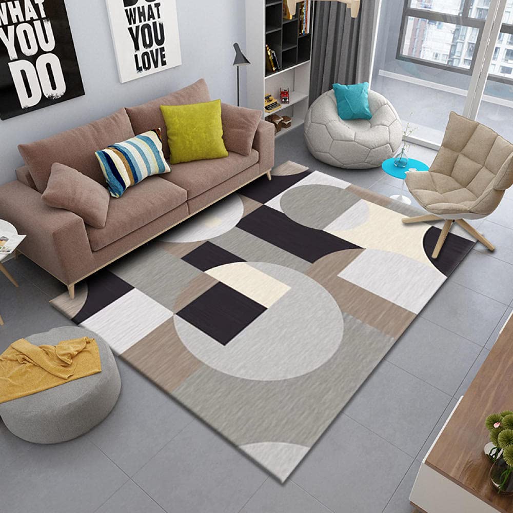 Premium Shaggy Area Rugs for Living Room - Geometric Transition Floor Carpet for Living Room, Dining Room & Bedroom - 160x230cm (63x90inch) - Soft & Cozy Home Decor - Perfect for Family Gatherings, Movie Nights & Relaxing Evenings