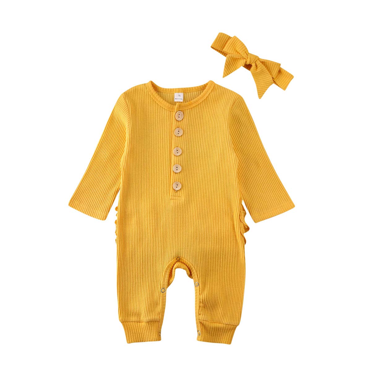 Baby Boys & Girls Cute Solid Color Long Sleeve Romper Jumpsuit - Soft Cotton Bodysuit Outfit for Infants & Toddlers - Perfect for Playtime, Photo Shoots & Everyday Wear