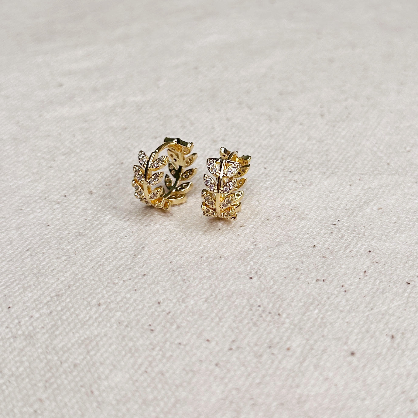18K Gold Filled Cubic Zirconia Leaf Clicker Hoop Earrings for Women - Trendy Boho Chic Jewelry for Everyday Wear & Special Occasions