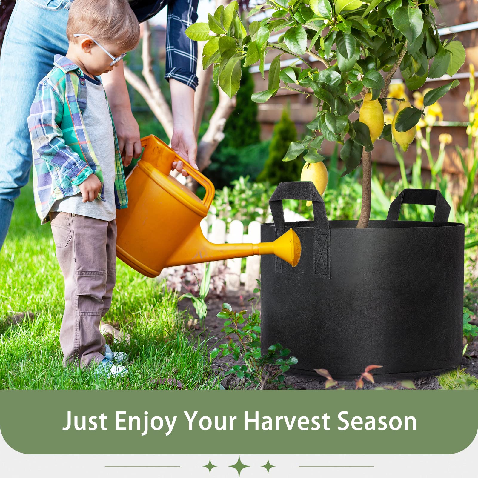 GreatBuddy 10 Gallon Grow Bags 12-Pack - Heavy Duty Fabric Plant Pots with Sturdy Handles & Reinforced Stitching - Includes Free Plant Labels - Ideal for Indoor/Outdoor Gardening, Vegetables, Flowers & Herbs