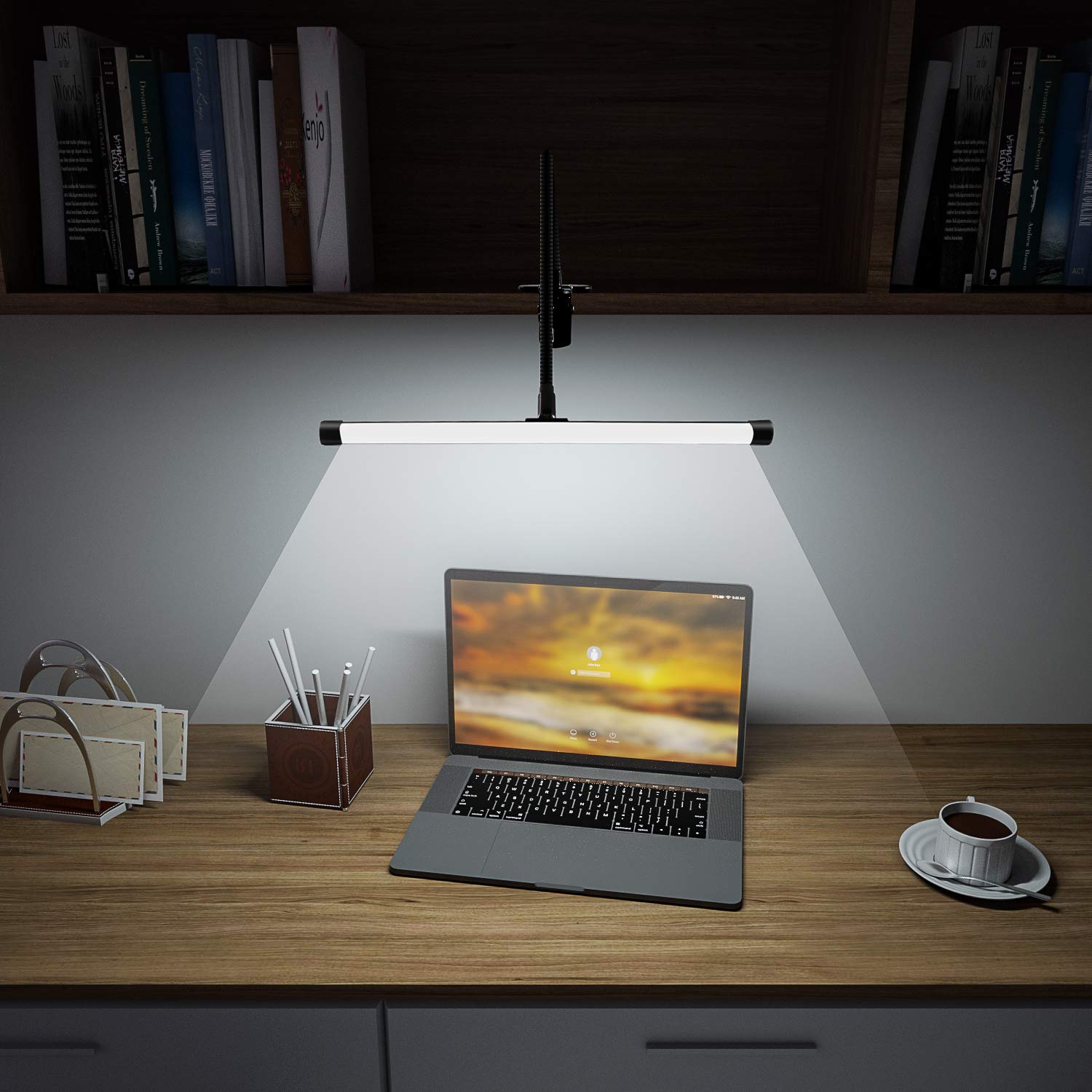 BEIGAON LED Desk Lamp with Clamp - 5W USB Clip Light with 3 Color Modes, Adjustable Gooseneck Reading Light for Bedside, Art Easel, Headboard, Studio, Office & Home Workspace - Black