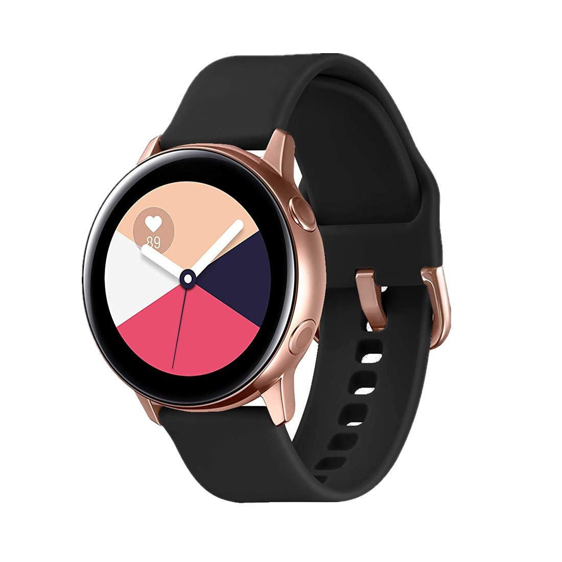 TECKMICO 20mm Quick Release Watch Bands for Samsung Galaxy Watch Active 40mm/Galaxy Watch 42mm/Gear Sport - Black Small with Rose Gold Buckle - Perfect for Workouts, Running & Everyday Wear