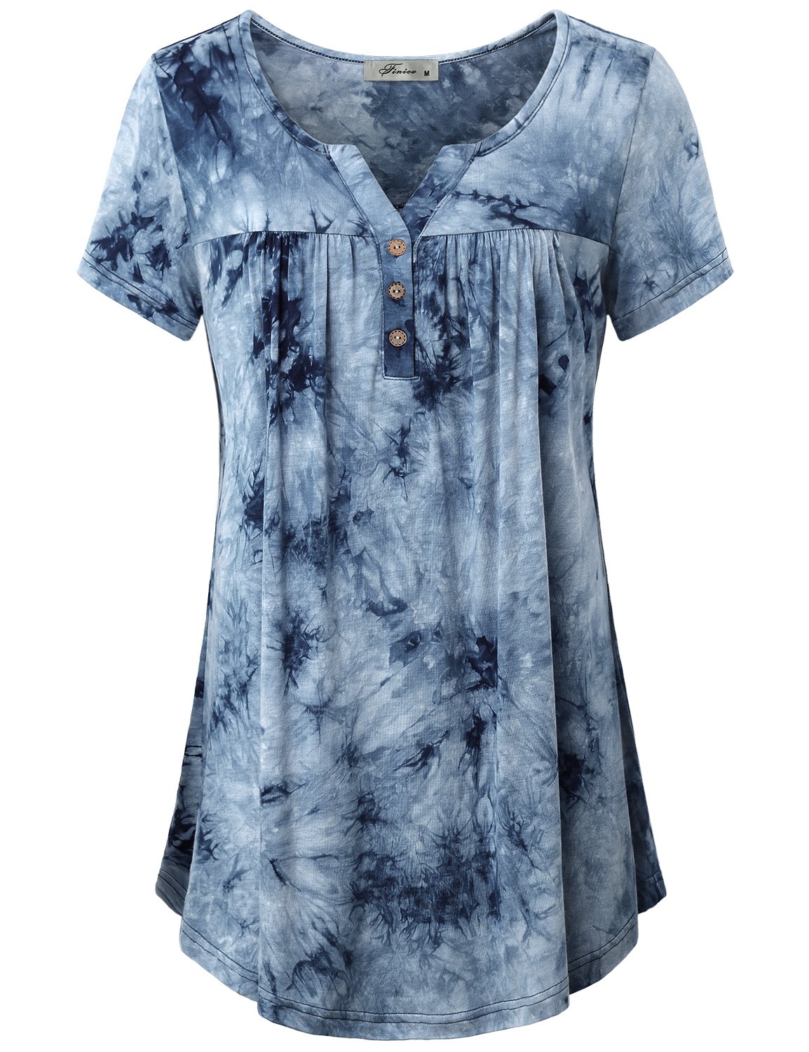 Women's Casual Notch Neck Short Sleeve Flowy Tunic Top - Comfortable Loose Fit Blouse for Summer, Work, Travel & Everyday Wear