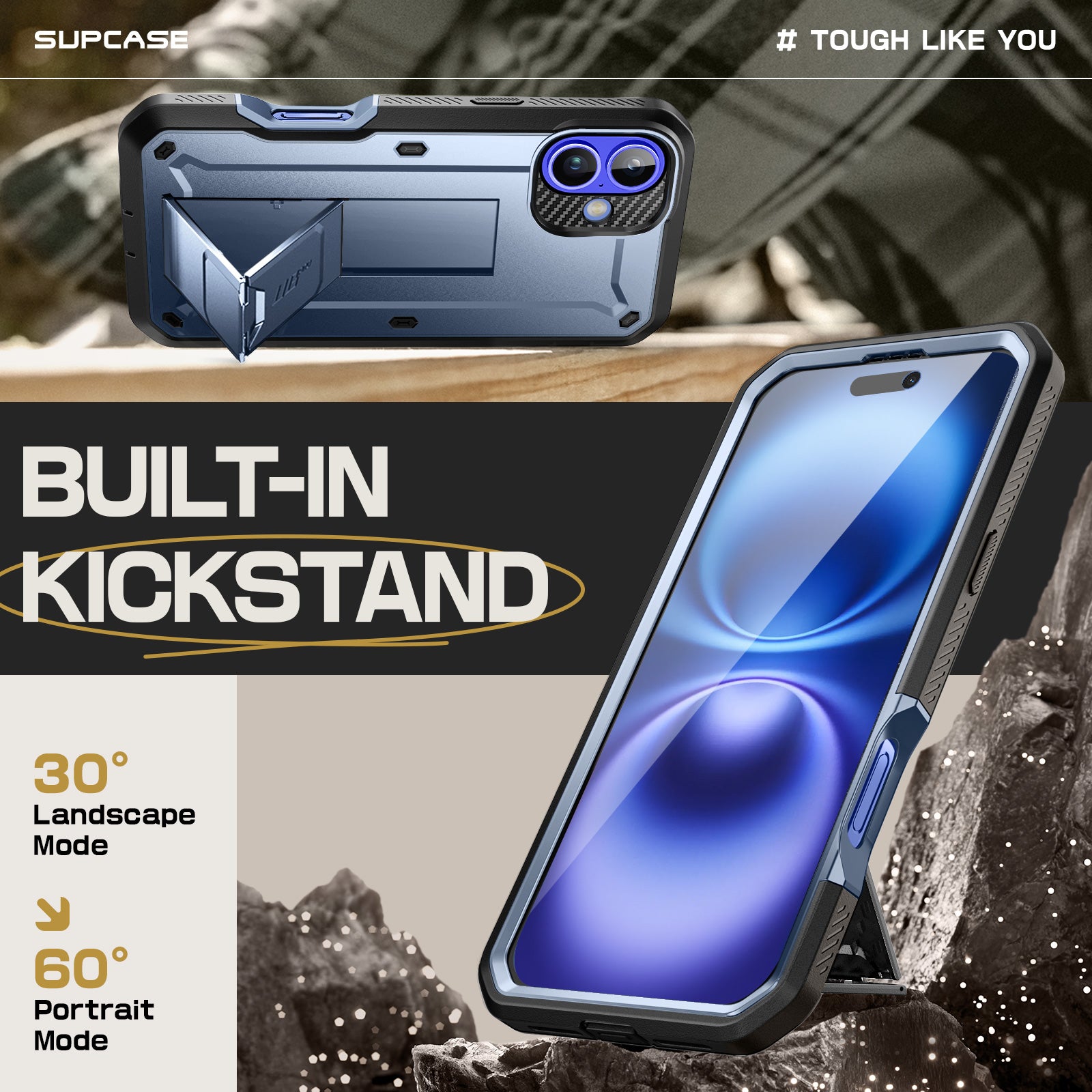 iPhone 16 6.1 Inch Unicorn Beetle PRO Rugged Case - Shockproof & Military Grade Protection - Metallic Blue - Perfect for Outdoor Adventures & Extreme Sports