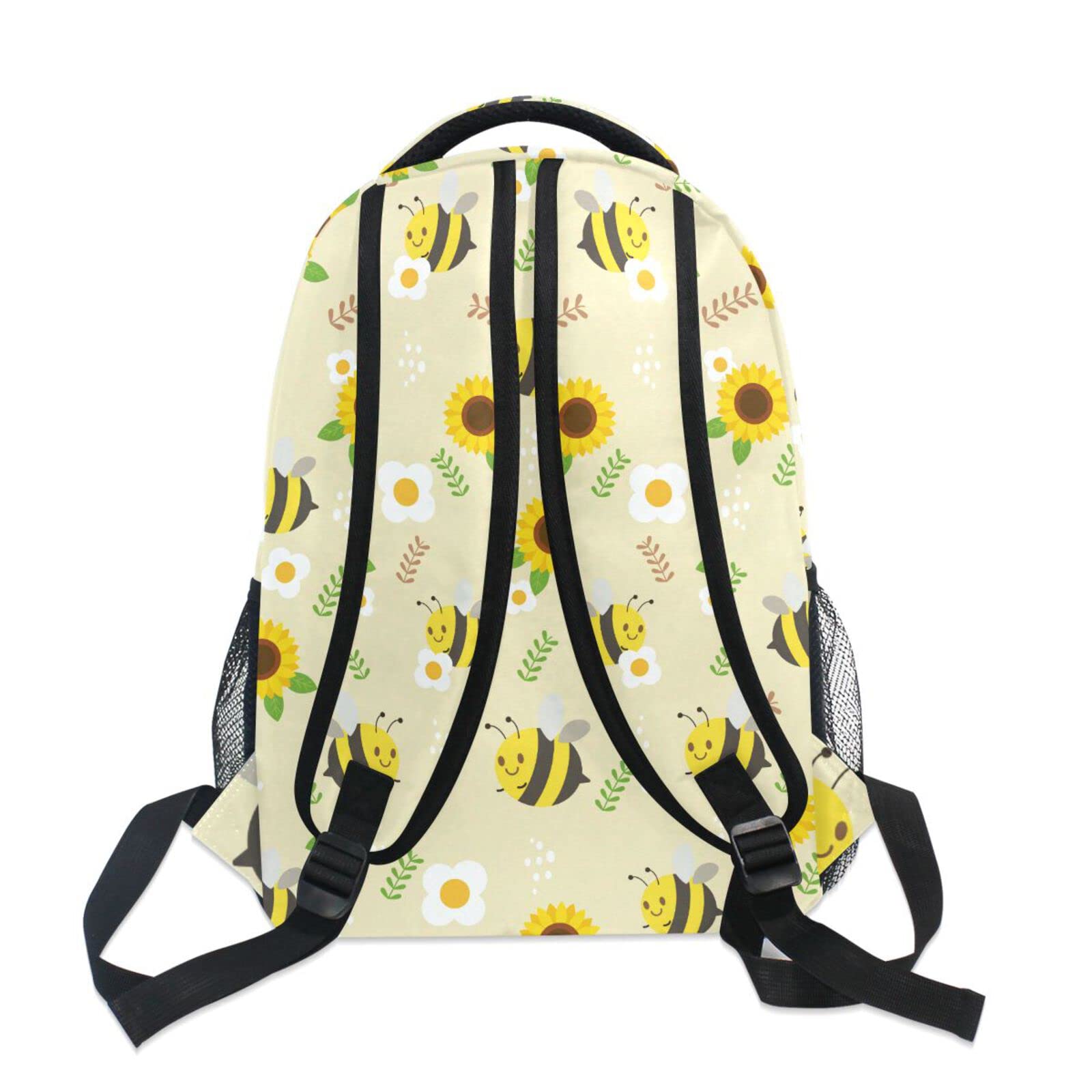 JIPONI Cute Bee Sunflower Backpack for Women & Men - Waterproof School Backpack, College Laptop Bag, Travel Daypack with USB Charging Port - Perfect for Work, Commuting & Outdoor Adventures