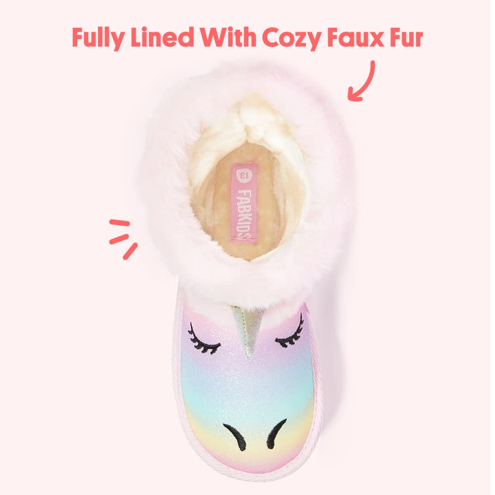FabKids Girls Winter Mid Calf Snow Boots - Warm Faux Fur Lined Non-Slip Waterproof Boots for Toddler, Little & Big Kids | Perfect for Snow Play, School & Outdoor Winter Activities