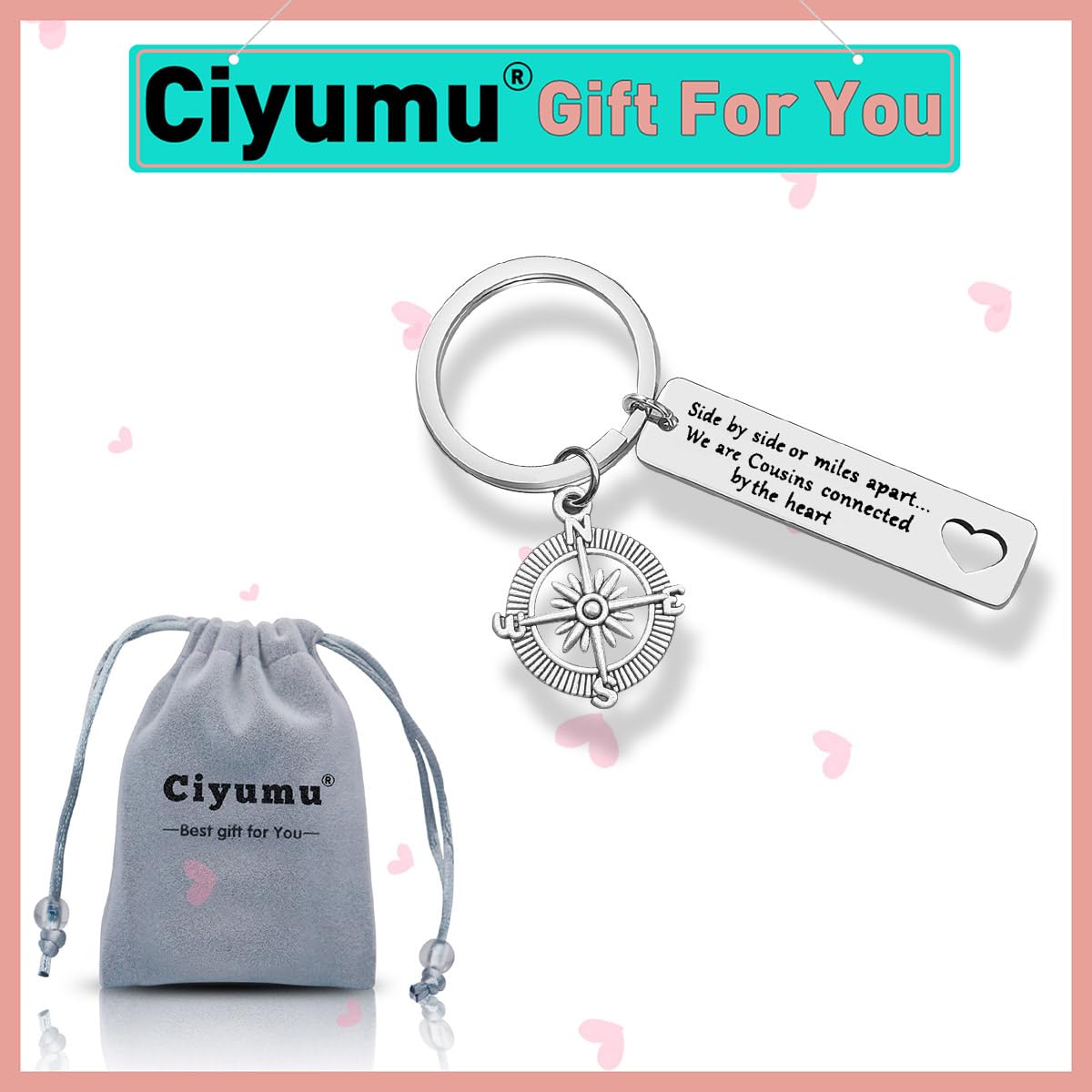 Personalized Cousin Keychain Jewelry - Unique Christmas & Birthday Gift for Cousins - Long Distance & Graduation Gifts for Men & Women - Perfect for Family Reunions, Special Occasions & Keepsakes