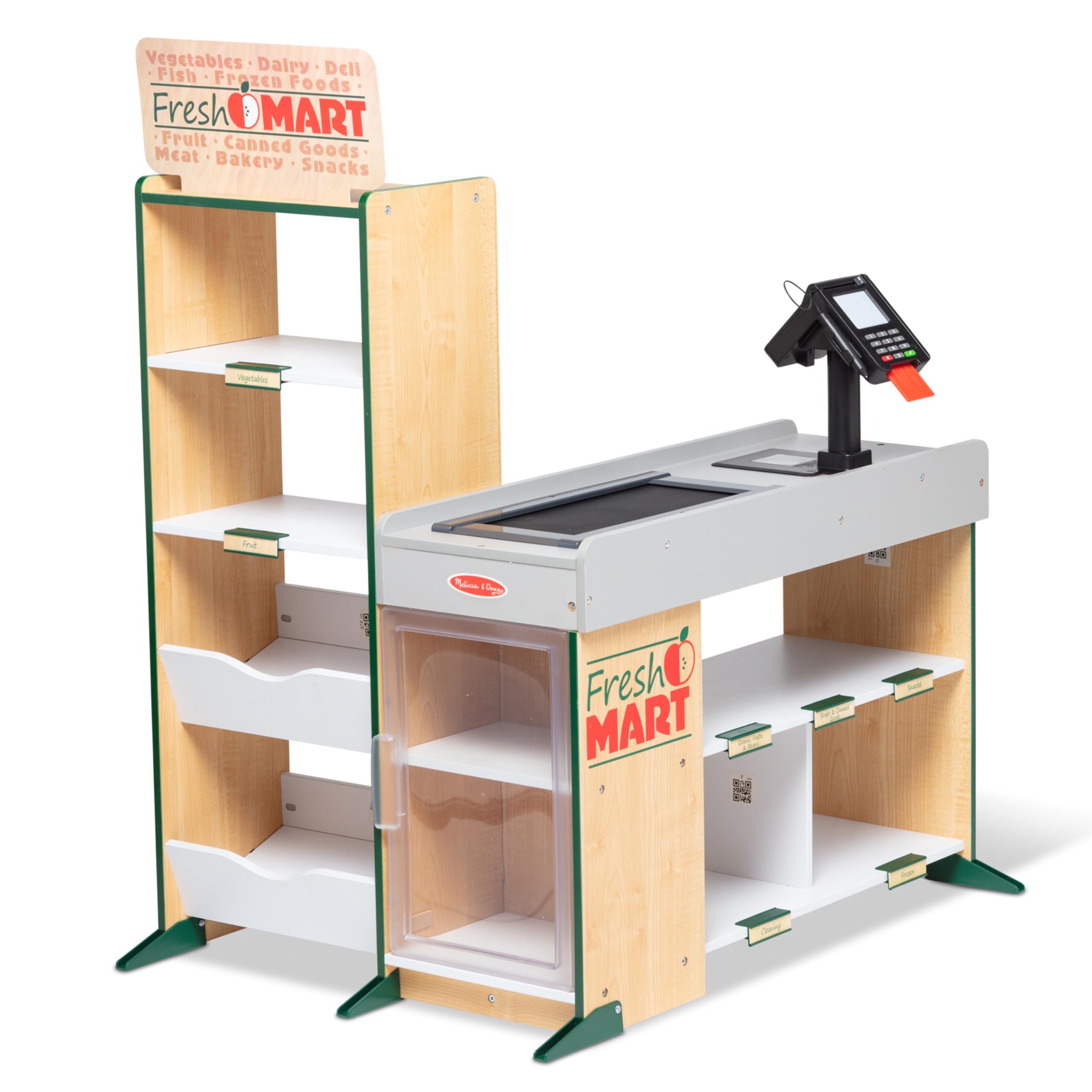 Melissa & Doug Wooden Fresh Mart Grocery Store Play Set - FSC Certified Wooden Pretend Play for Kids - Perfect for Home, Classroom & Daycare Role-Playing Games