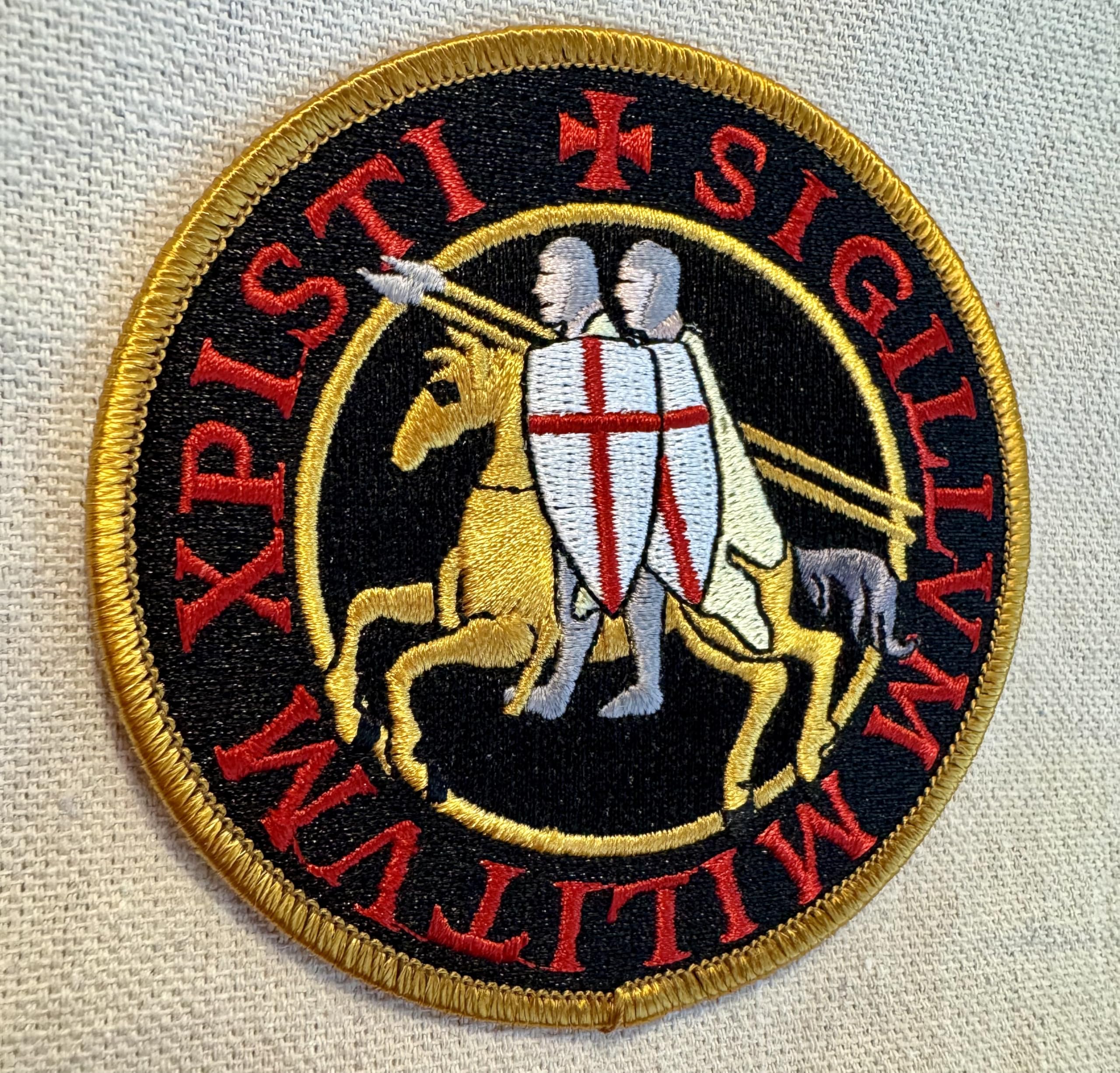 Knights Templar Embroidered Patch - Black Crusades Military Seal Iron-On for Jackets, Vests & Backpacks | Medieval Historical Reenactment & Cosplay Accessory