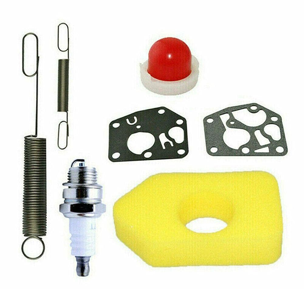 QINGZE Carburetor Diaphragm Gasket & Lawn Mower Foam Air Filter Spark Plug Kit - 7pcs Set Compatible with Briggs & Stratton Engines | Perfect for Lawn Mower Maintenance & Small Engine Repair