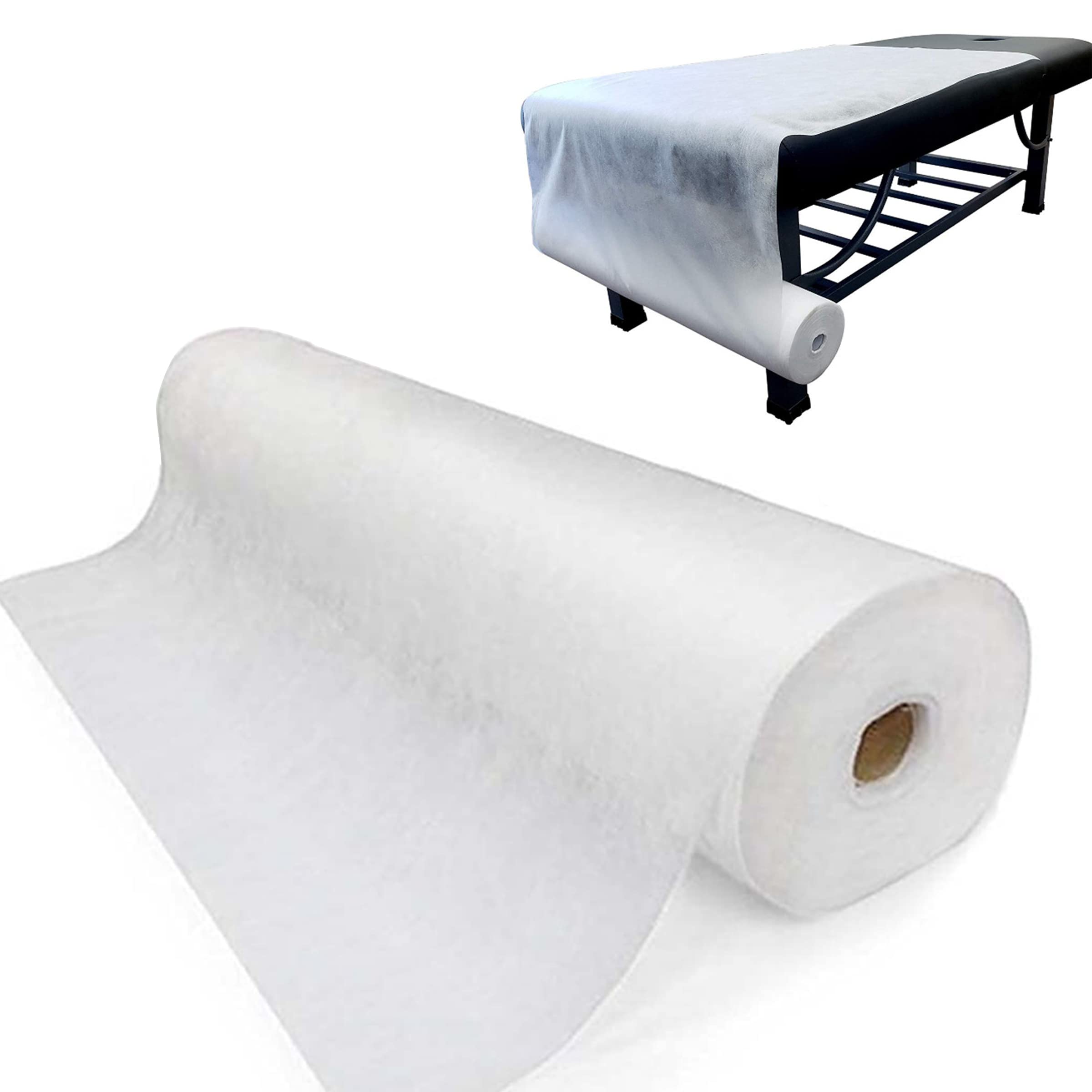 **50-Pack Disposable Massage Bed Sheets - White, 1 Roll for Home, Salon & SPA Use - Soft & Hygienic Cushion Towels for Facial, Waxing & Body Treatments**