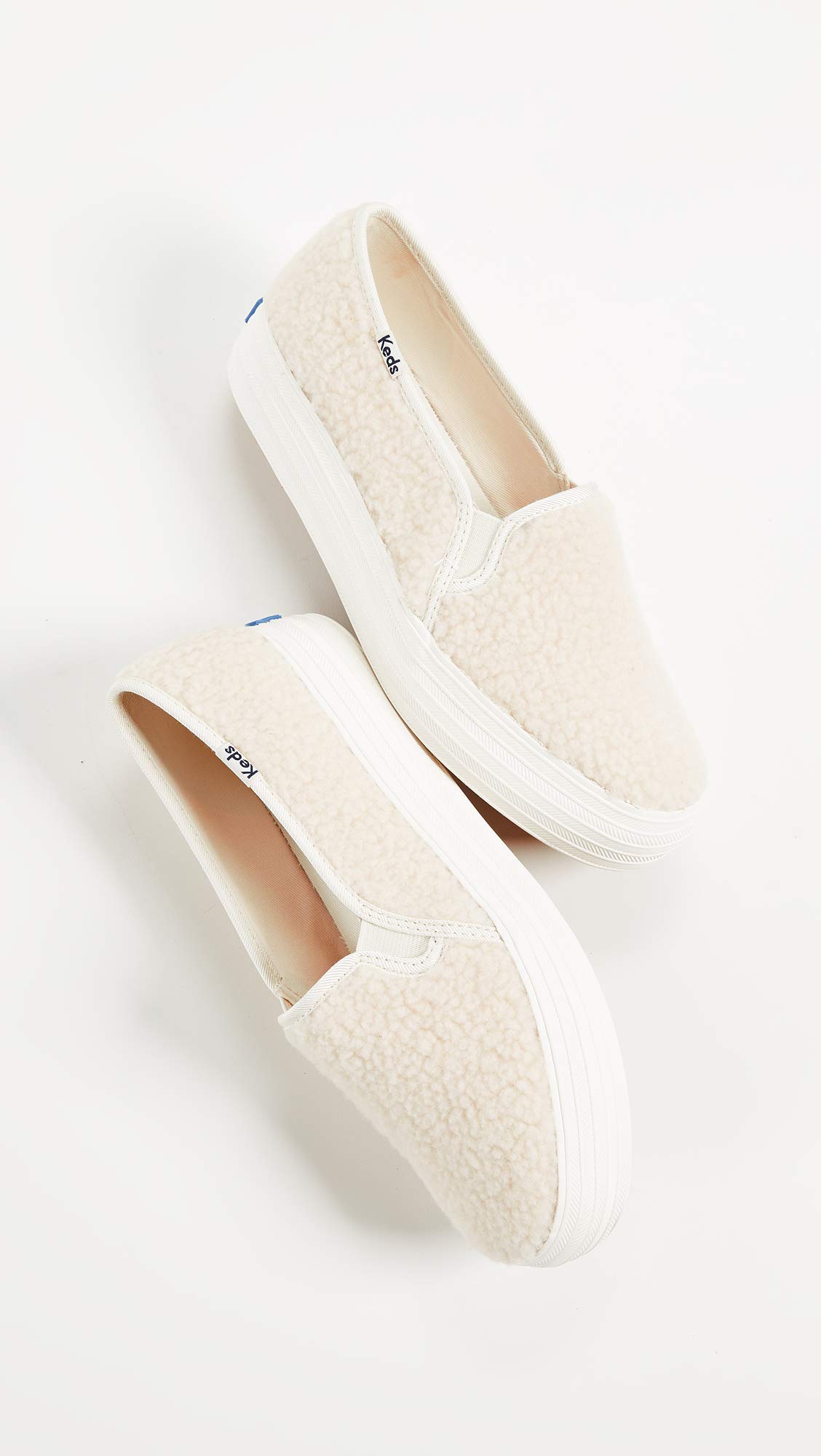 Keds Women's Triple Decker Sherpa Sneakers - Cream & Off White Comfortable Winter Shoes Size 7 M US | Cozy Casual Wear for Cold Weather, Outdoor Walks & Everyday Fashion