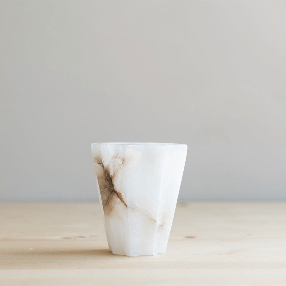 Elegant Fluted Alabaster Vase - Handcrafted Stone Vessel for Home Decor, Wedding Centerpieces & Luxury Gift Giving