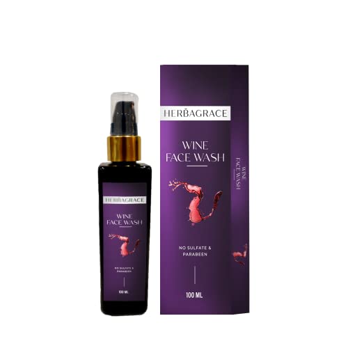 Herba Grace Wine Face Wash for Combination Skin - Brightening, Hydrating & Exfoliating Cleanser | Sulfate-Free, Paraben-Free Formula | 100ml | Perfect for Daily Skincare Routine & Travel