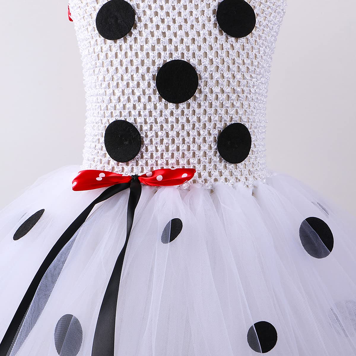 IMEKIS Baby & Kids Girl Dalmatian Dog & Cow Costume Tutu Dress Set with Ears Headband, Bowtie & Tail - Halloween, Birthday Party, Cosplay, Dress-Up & Photo Shoot Outfit
