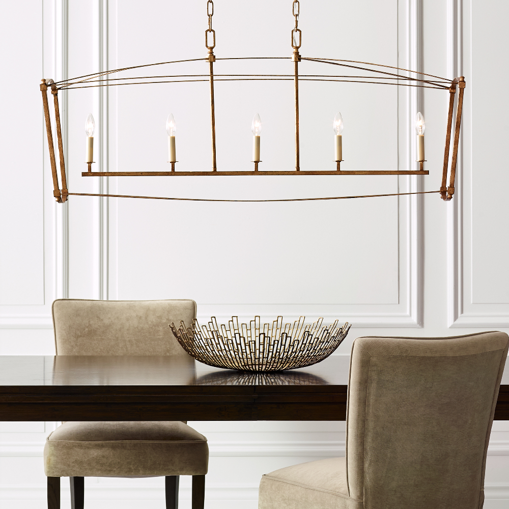 Portland Open Cage Linear Chandelier - Modern Industrial Pendant Light for Dining Room, Kitchen Island & Living Room Lighting