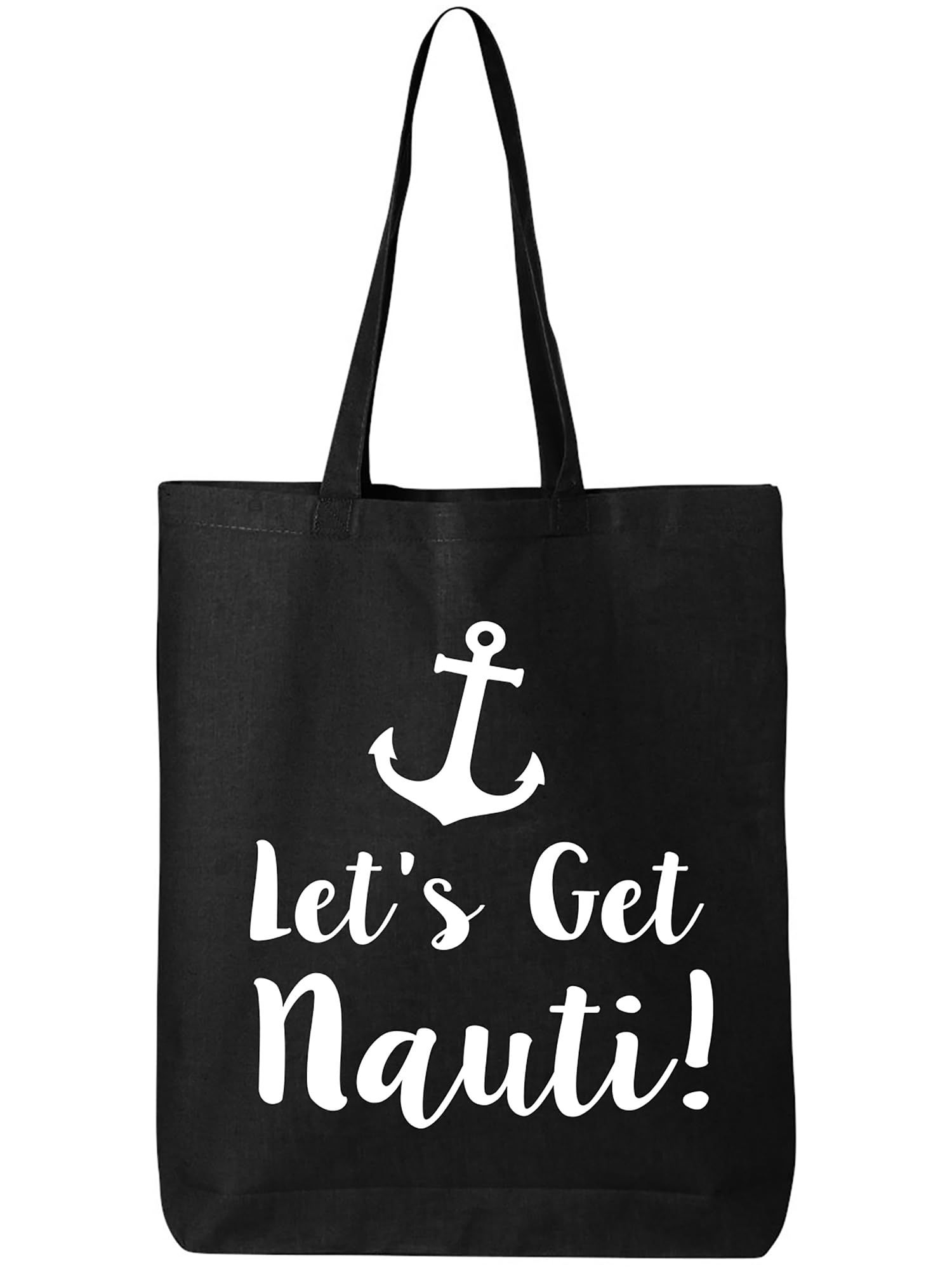 Zerogravitee Let's Get Nauti Cotton Canvas Tote Bag - Stylish Beach Tote for Summer, Shopping & Travel | Eco-Friendly Reusable Grocery Bag